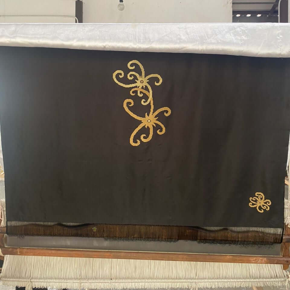 Man Fabric In Black with Iban Curve Motif
