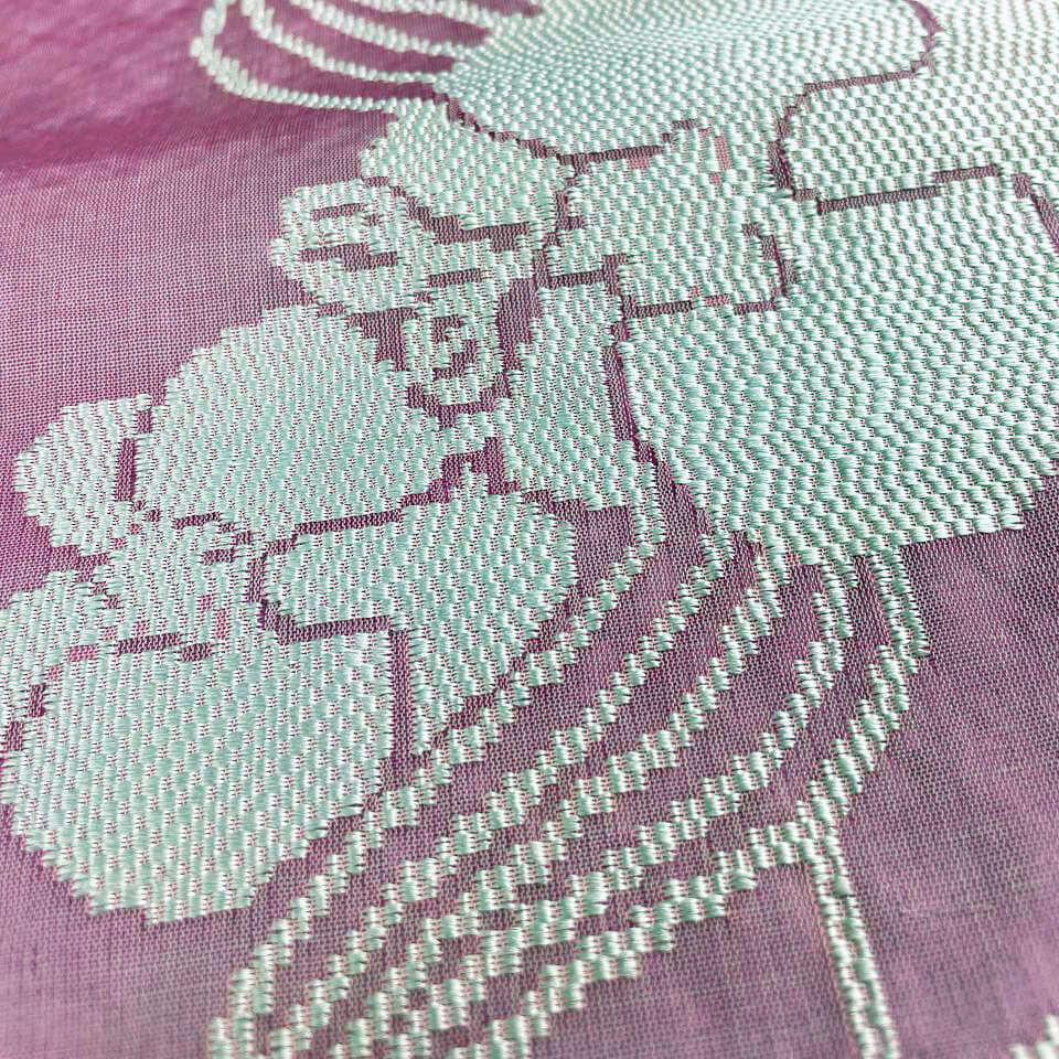 Borneo Orchid Lace handwoven silk organza songket shawl textile, TCC 010120 Z HY 019