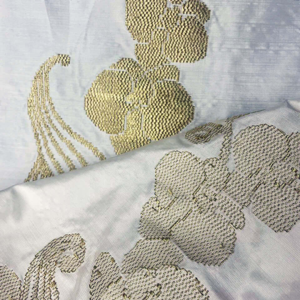 Borneo Orchid Bright Gold handwoven silk songket shawl textile