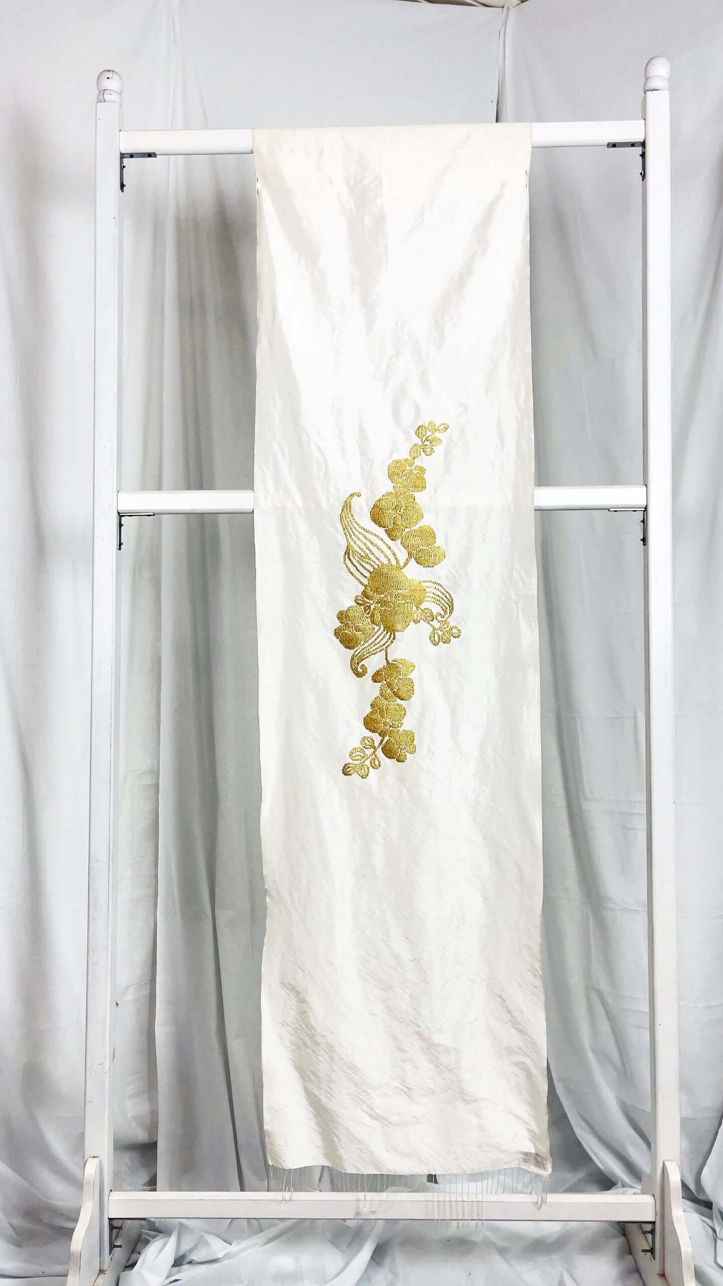 Borneo Orchid Bright Gold handwoven silk songket shawl textile