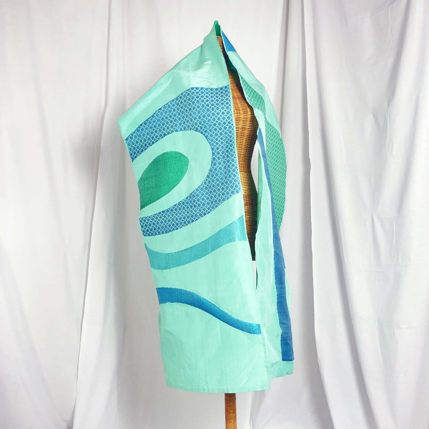 Prophesies Frozen 1(green) handwoven silk songket shawl textile