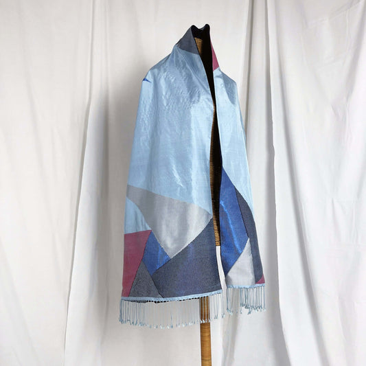 Luminesque Angelite handwoven silk songket shawl textile