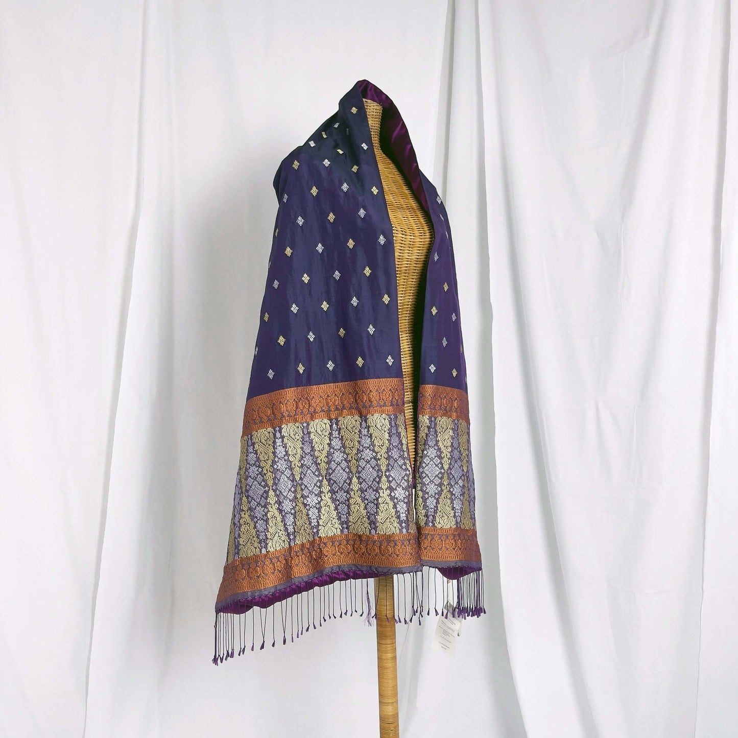 Indera Kayangan (Purple) handwoven silk songket shawl textile