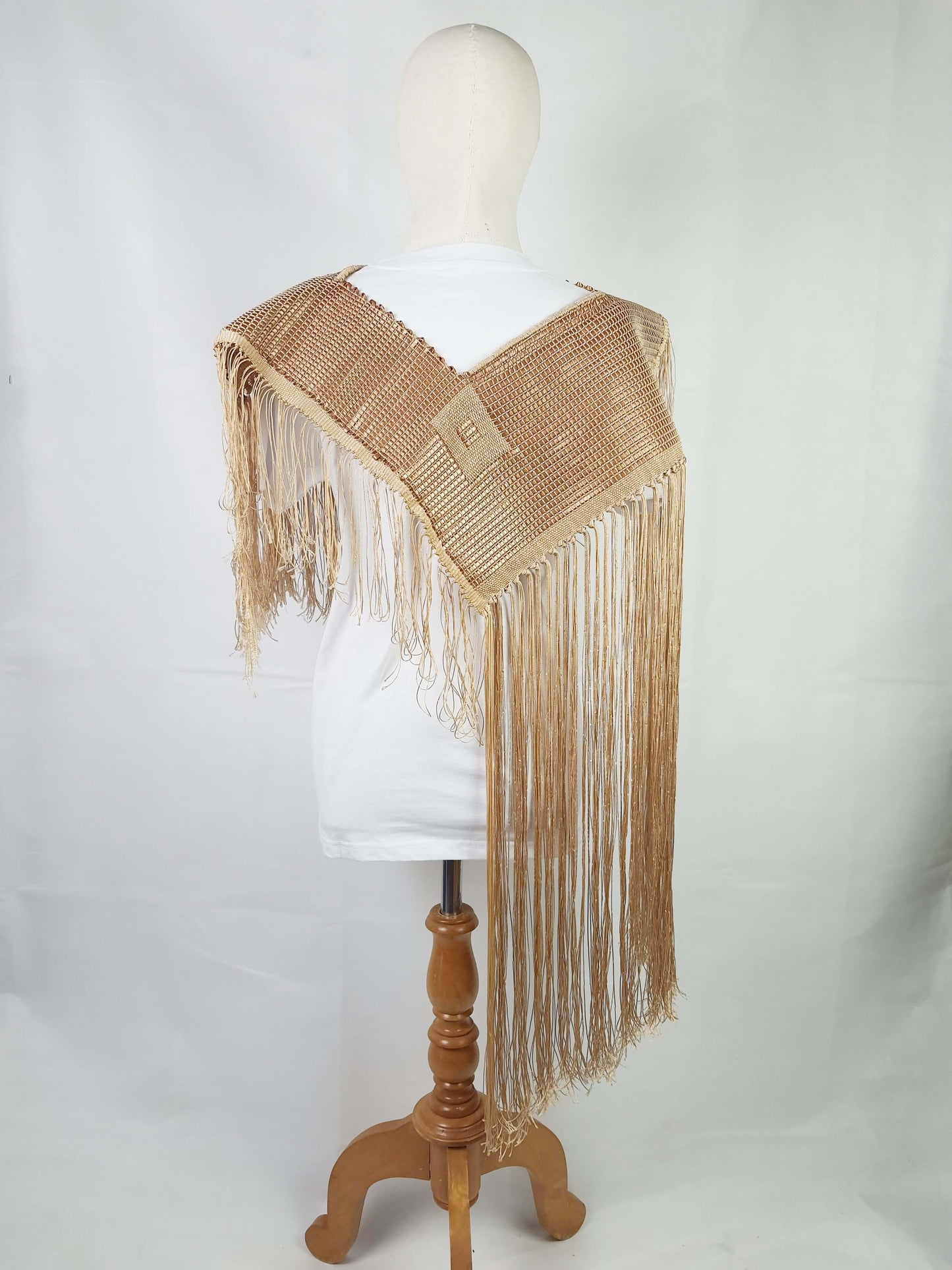 Tasseled Leatherweave Poncho (Copper)