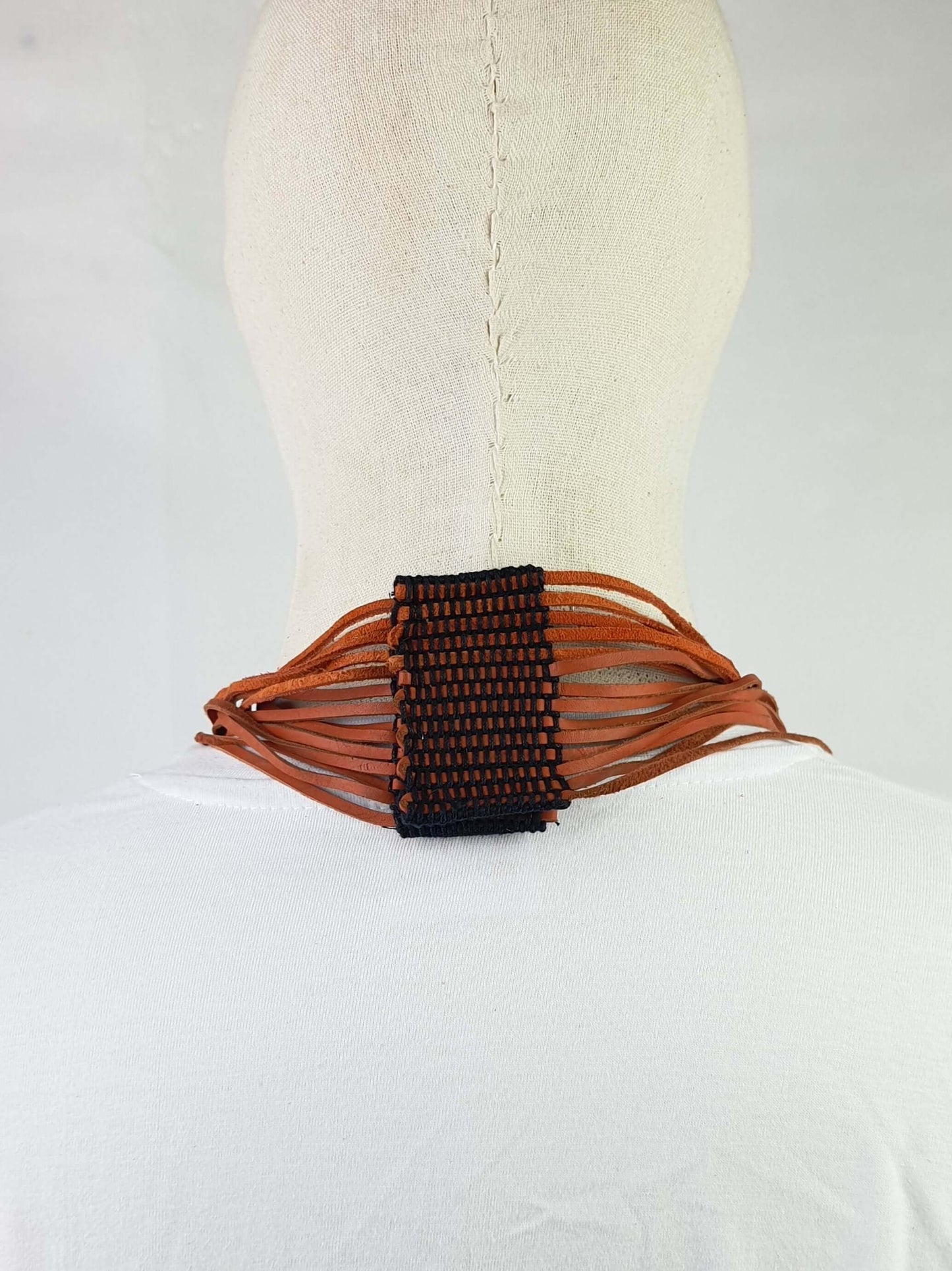 Leatherweave Necklace (Burnt Orange)