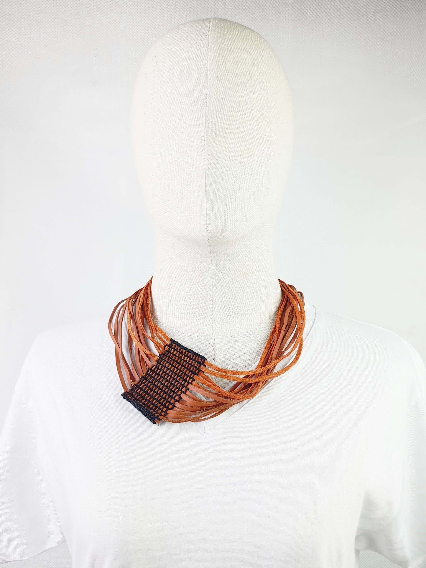 Leatherweave Necklace (Burnt Orange)