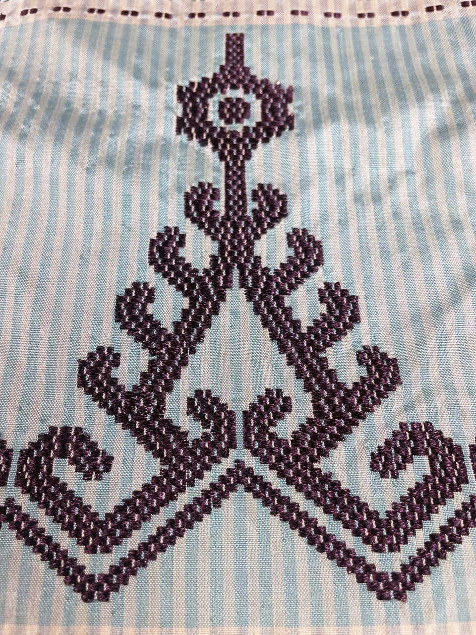 Iban Rebung (Navy) handwoven silk songket shawl textile