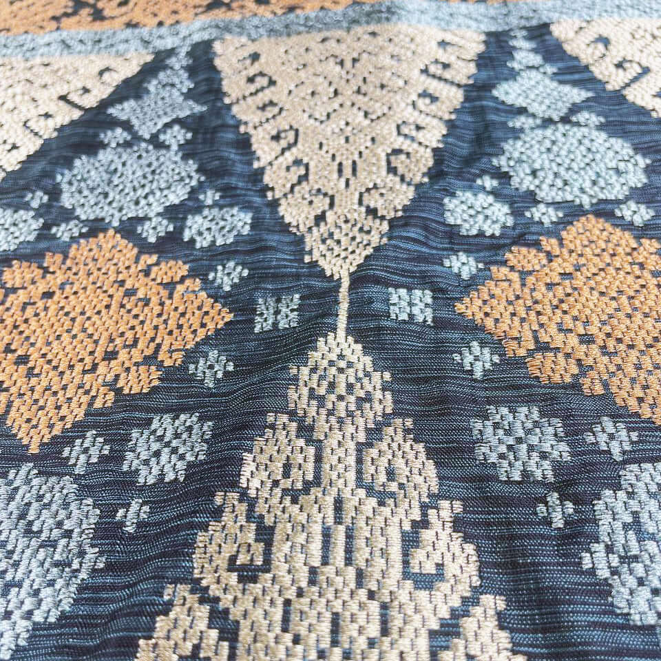Ikat (Navy) handwoven silk songket shawl textile