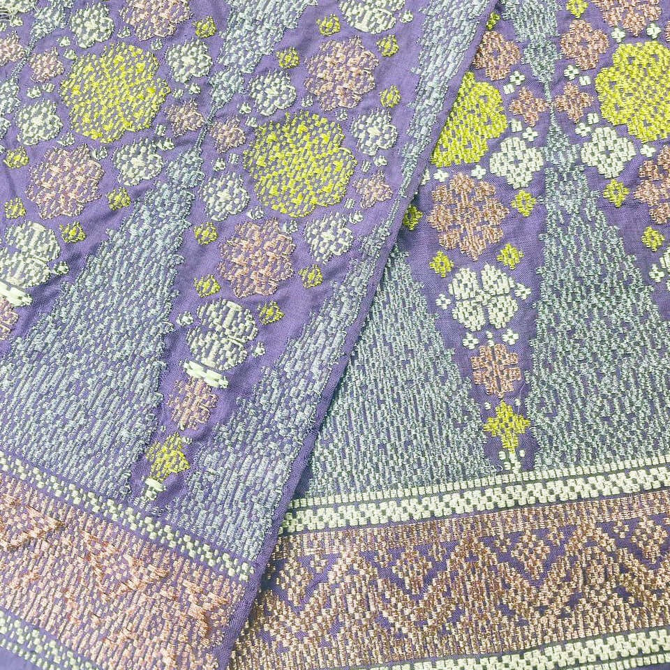 Gemilang Amethyst handwoven silk songket shawl textile