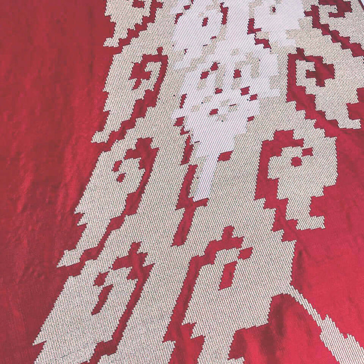 Rebungan Red handwoven silk songket shawl textile