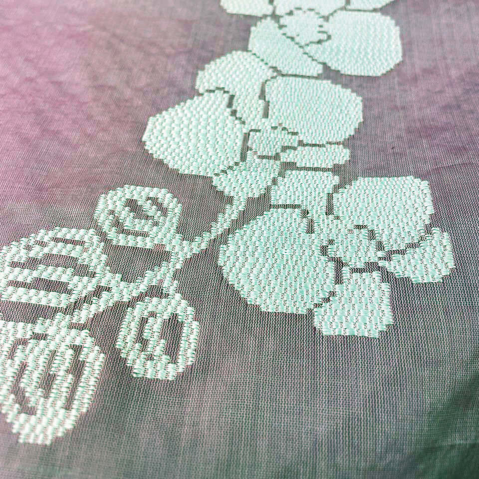 Borneo Orchid Lace handwoven silk organza songket shawl textile, TCC 010120 Z HY 019