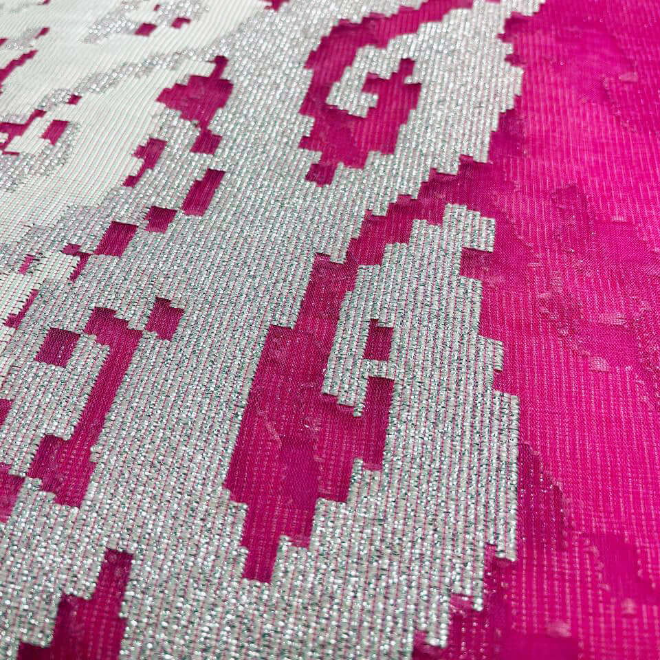 Rebungan Pink handwoven silk songket shawl textile