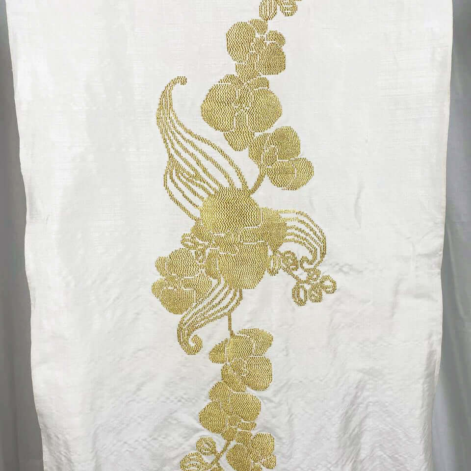 Borneo Orchid Bright Gold handwoven silk songket shawl textile