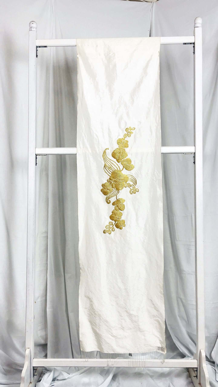 Borneo Orchid Bright Gold handwoven silk songket shawl textile