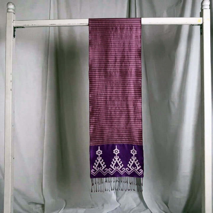 Iban Rebung(Lilac) handwoven silk songket shawl textile