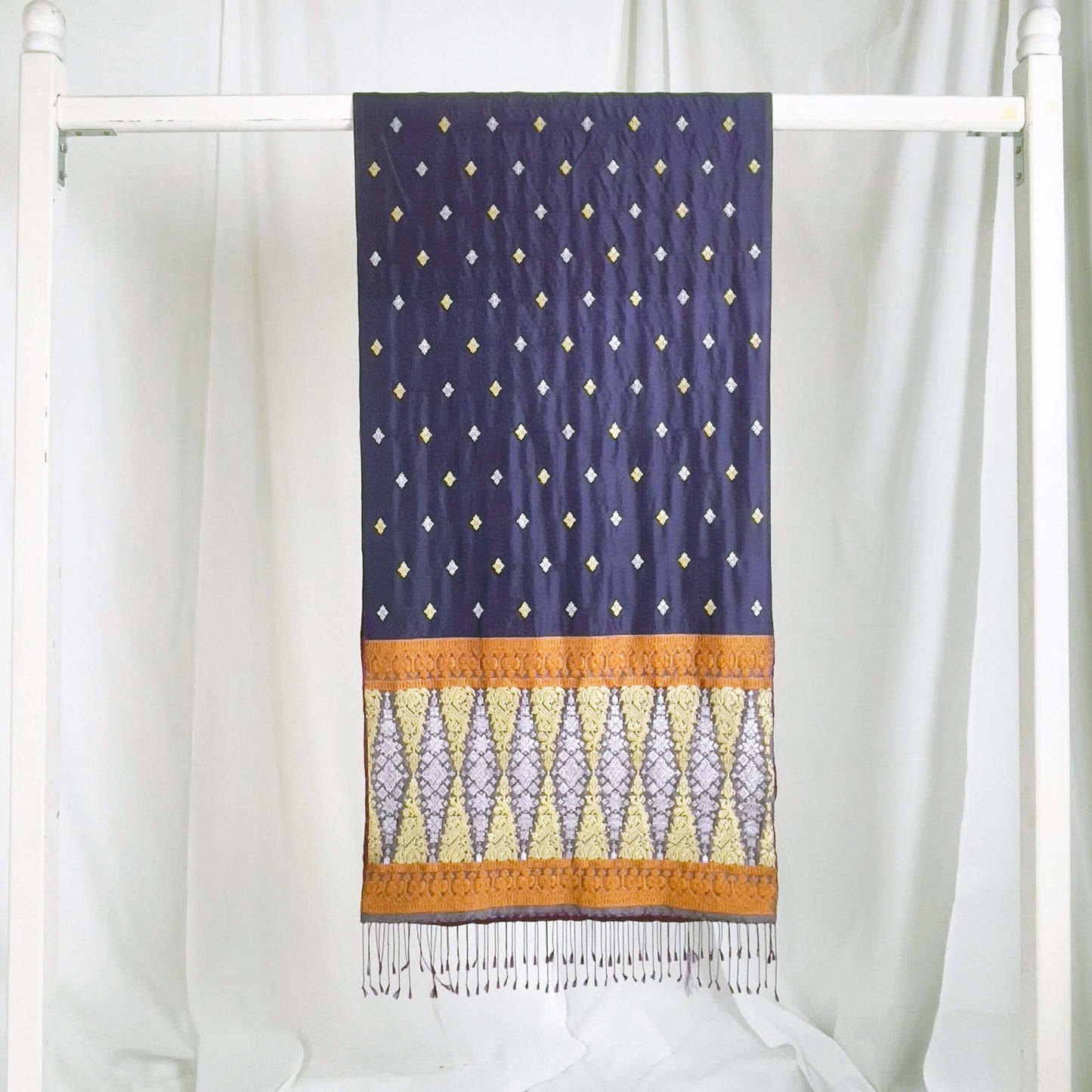 Indera Kayangan (Purple) handwoven silk songket shawl textile
