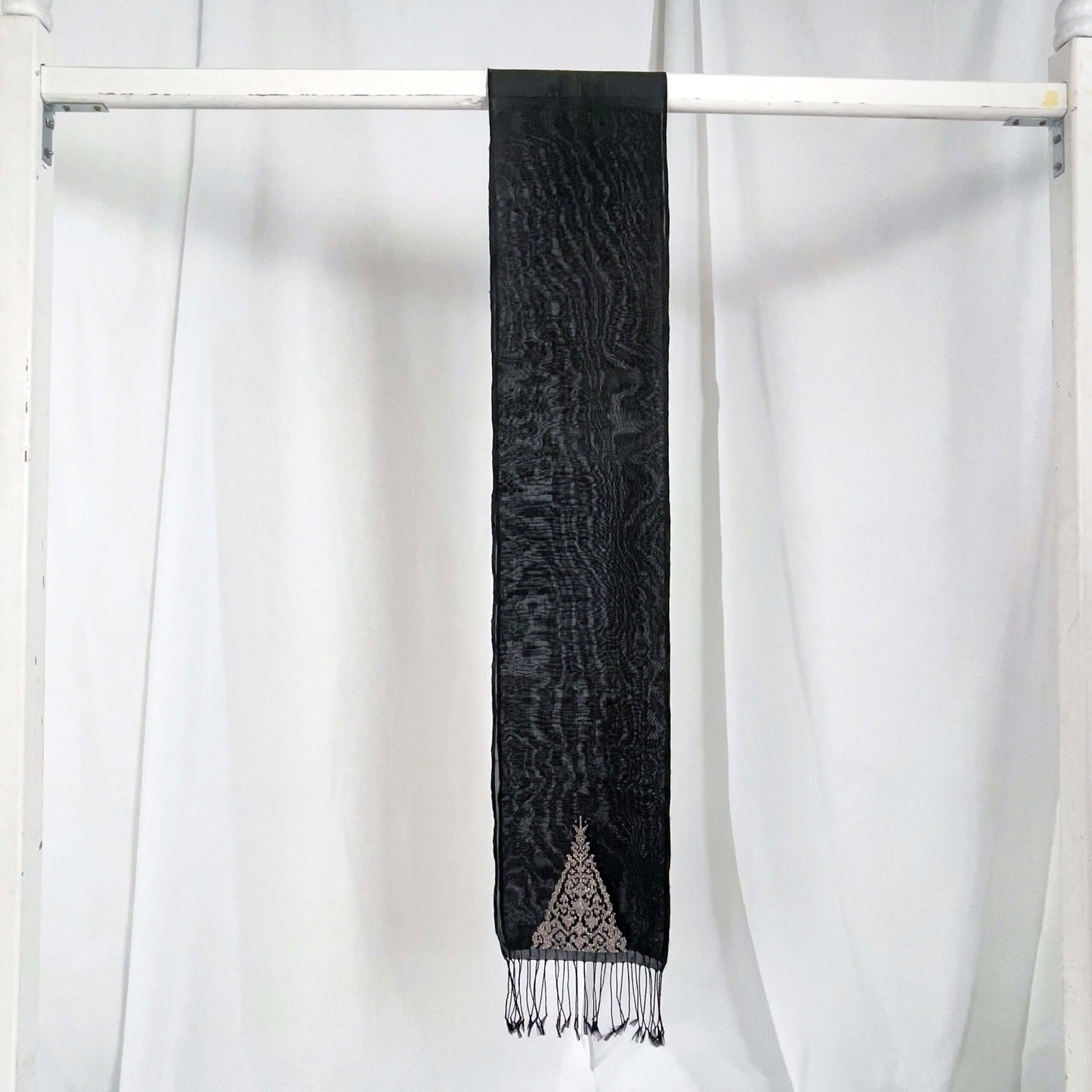 Ranee's Cloth (Black) handwoven silk organza songket shawl textile