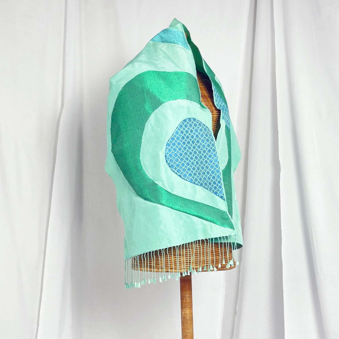 Prophesies Frozen 2(green) handwoven silk songket shawl textile