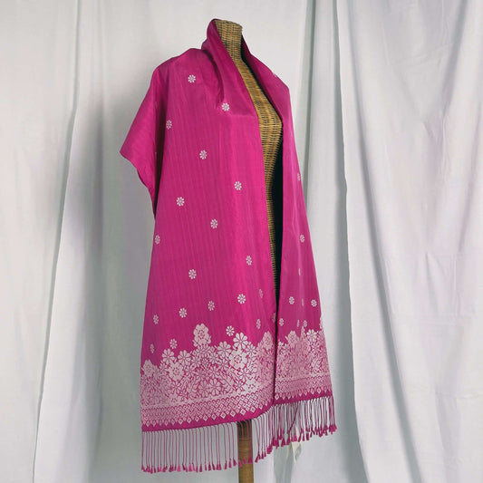 Garden Grace Blossoms handwoven silk songket shawl textile