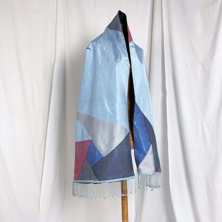 Luminesque Angelite handwoven silk songket shawl textile