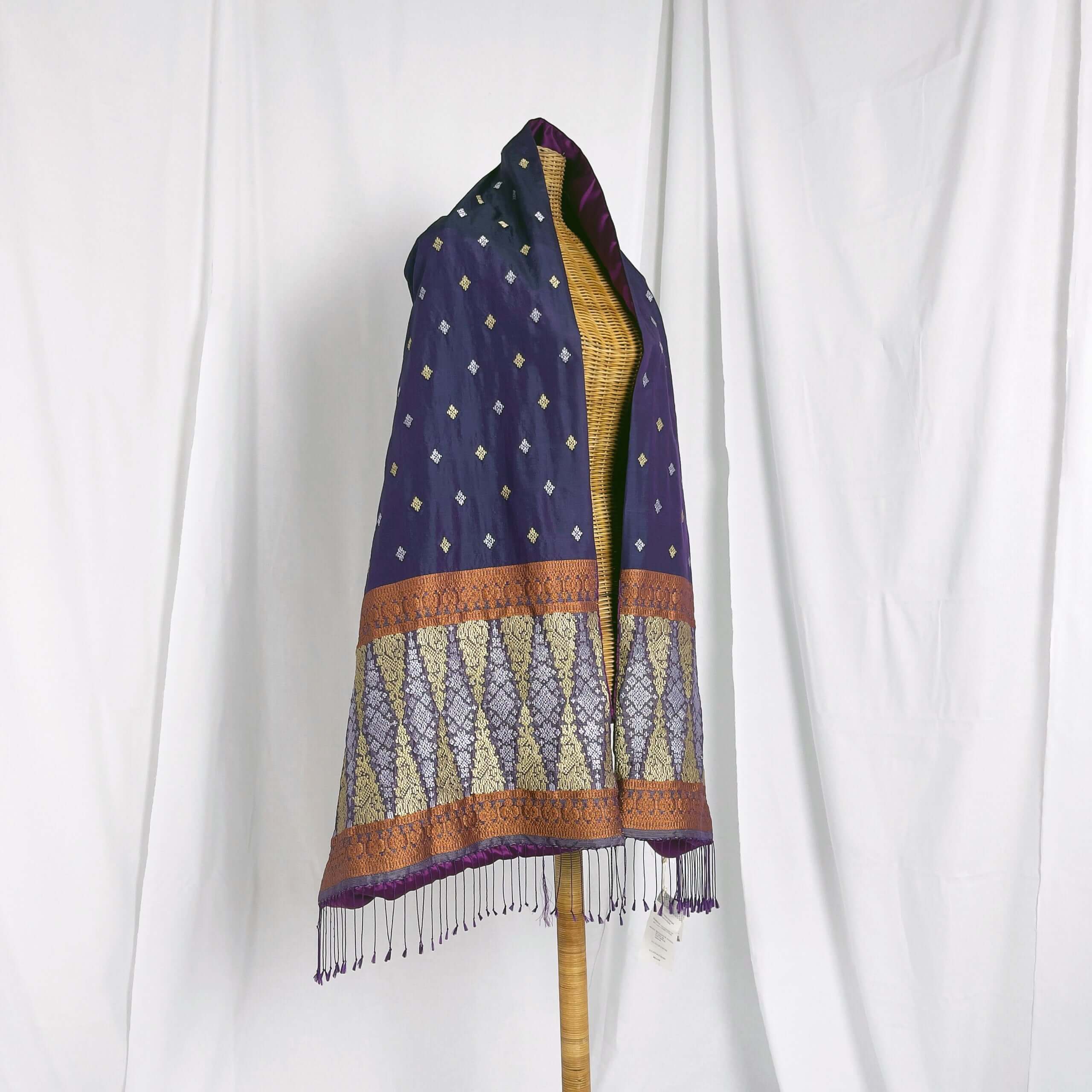 Indera Kayangan Handwoven Silk Songket Shawl in Purple