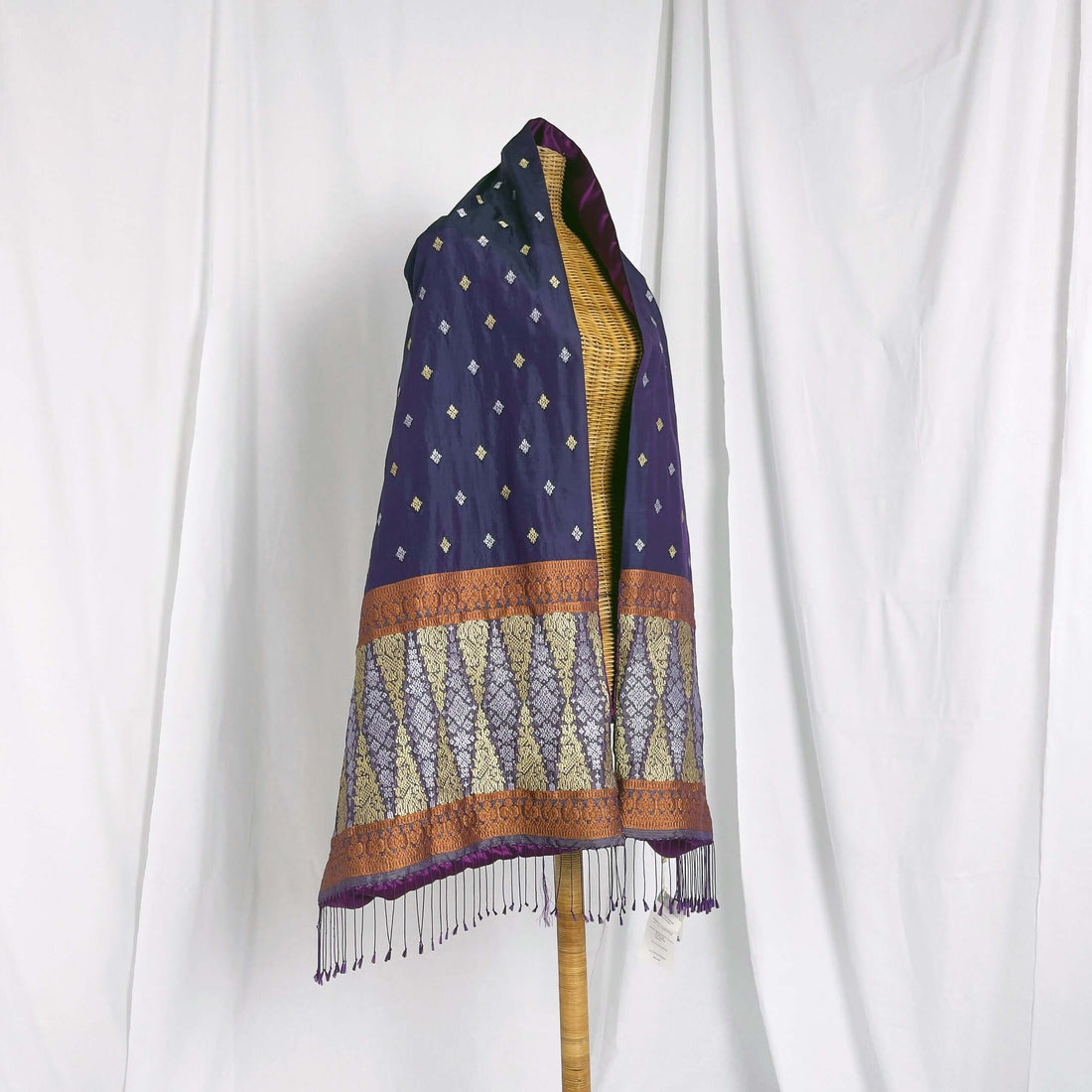 Indera Kayangan Handwoven Silk Songket Shawl in Purple