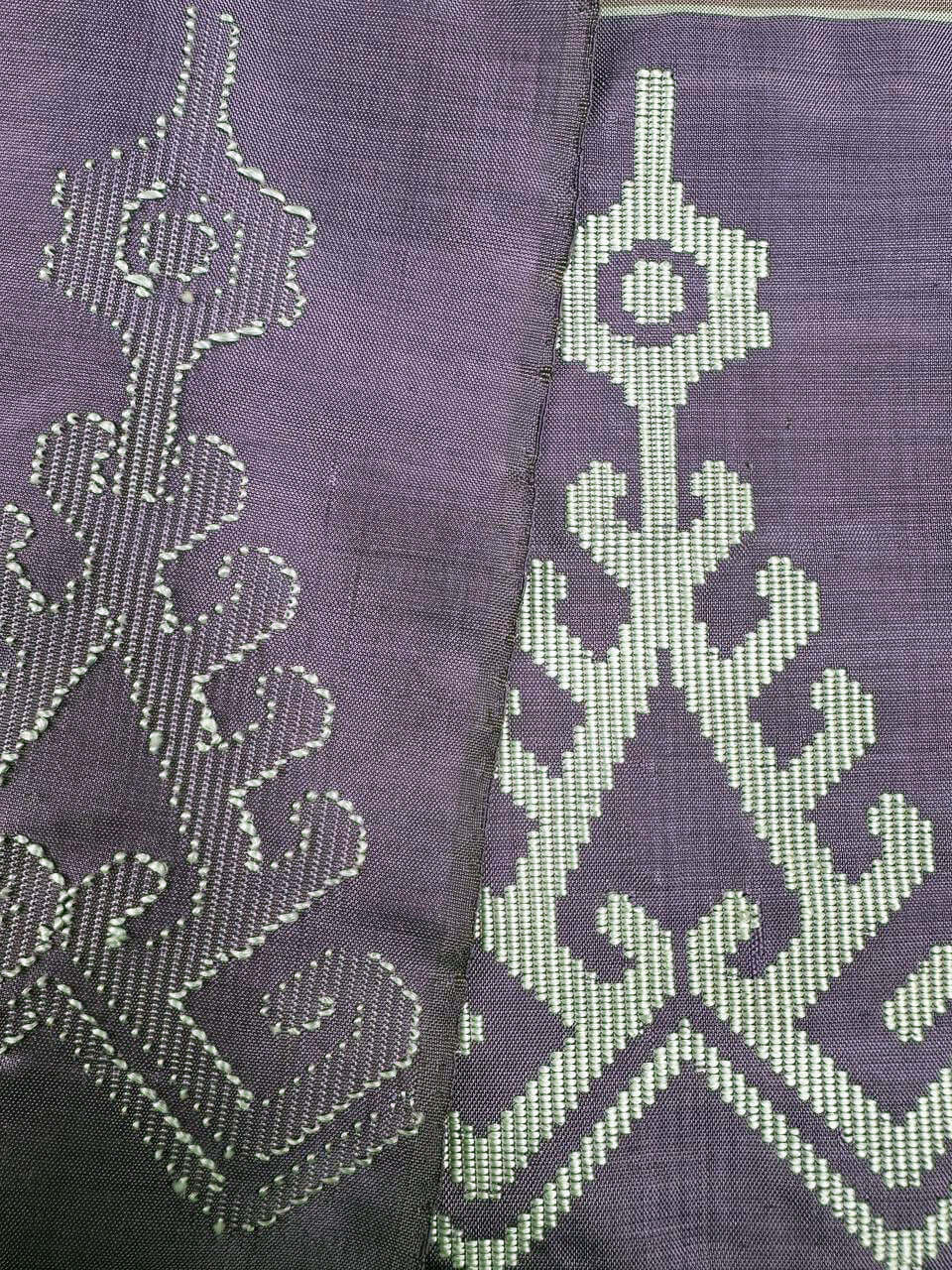 Iban Rebung(Lilac) handwoven silk songket shawl textile