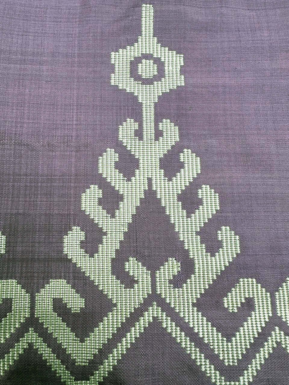 Iban Rebung(Lilac) handwoven silk songket shawl textile