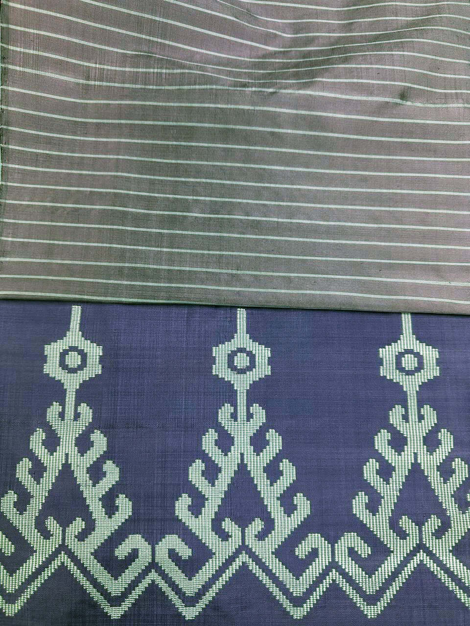 Iban Rebung(Lilac) handwoven silk songket shawl textile