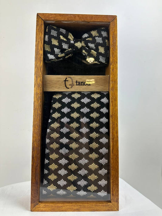 BANGSAWAN JAGUH Songket Bowtie & Cummerbund Set in Rolex (Black) #89