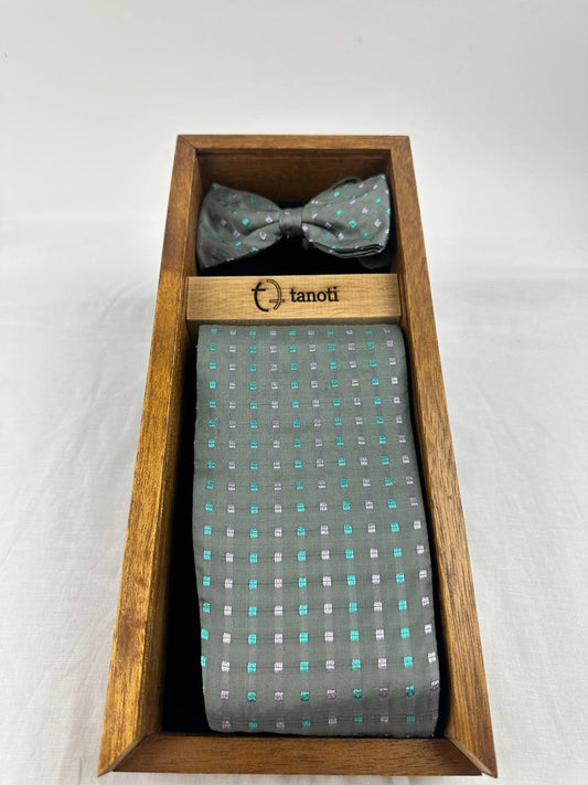 BANGSAWAN BIJAKSANA Songket Bowtie & Cummerbund Set in Grey #90