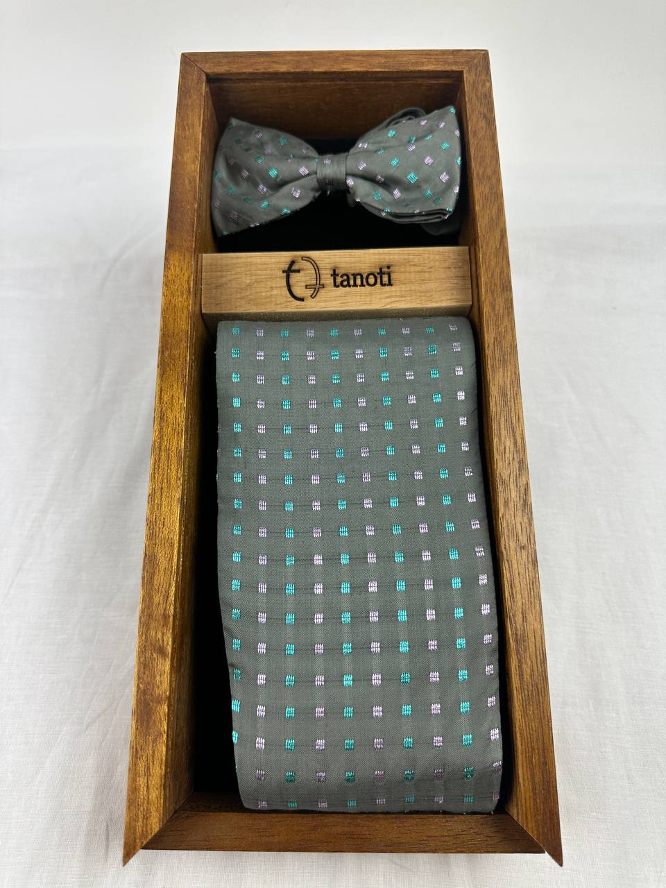 BANGSAWAN BIJAKSANA Songket Bowtie & Cummerbund Set in Grey #90