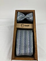 BANGSAWAN VOGUE Songket Bowtie & Cummerbund Set in Light Grey #94