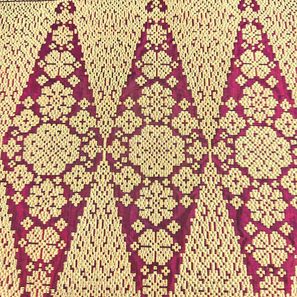 Gemilang (Maroon) handwoven silk songket shawl textile