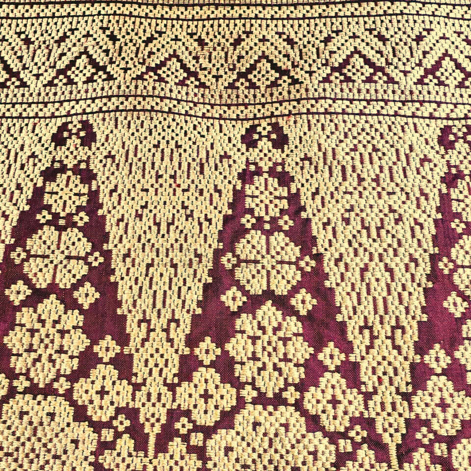 Gemilang (Maroon) handwoven silk songket shawl textile