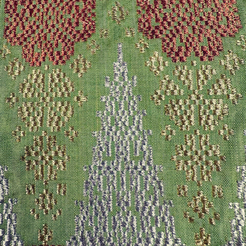 Heart of Borneo (Olive Green) handwoven silk songket shawl textile