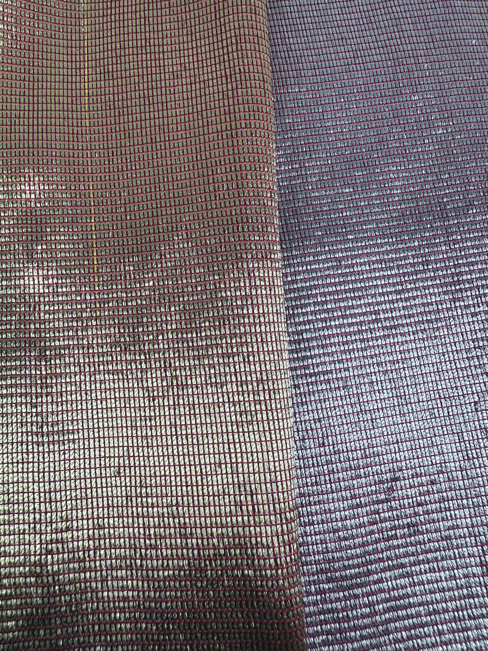 Geometric Triangular Bands (Red) handwoven silk songket shawl textile