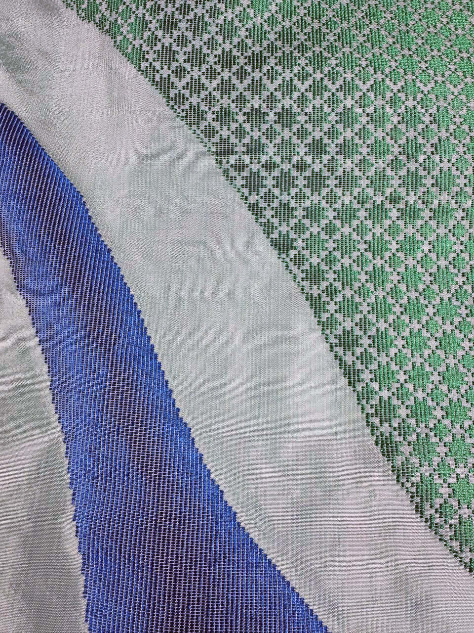 Prophesies Frozen 1(green) handwoven silk songket shawl textile