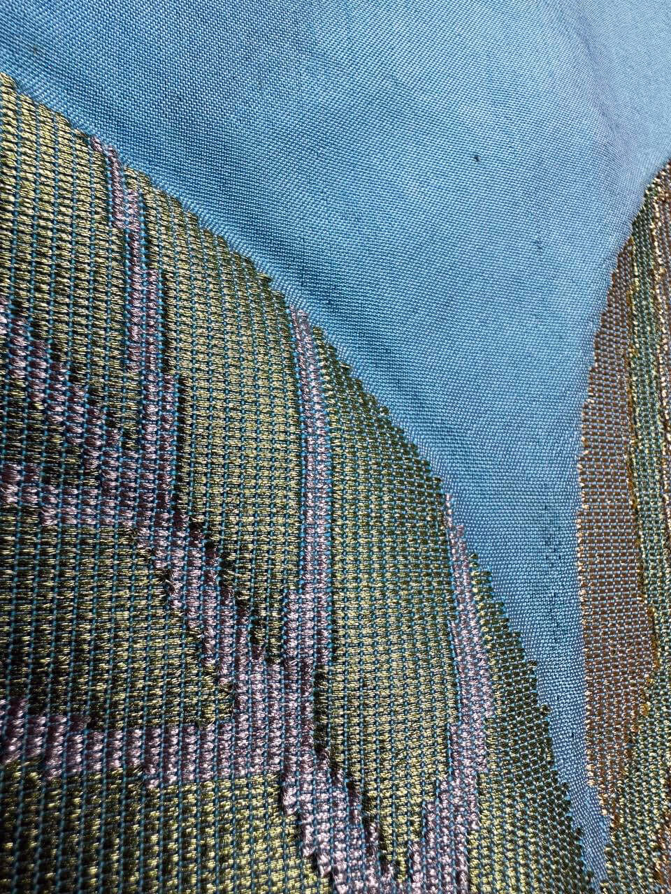 Leaves (Turquoise) handwoven silk songket shawl textile